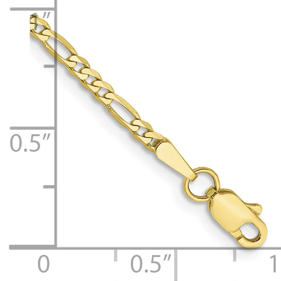 Pulsera Figaro plana de 10k y 2,2 mm - Image 2