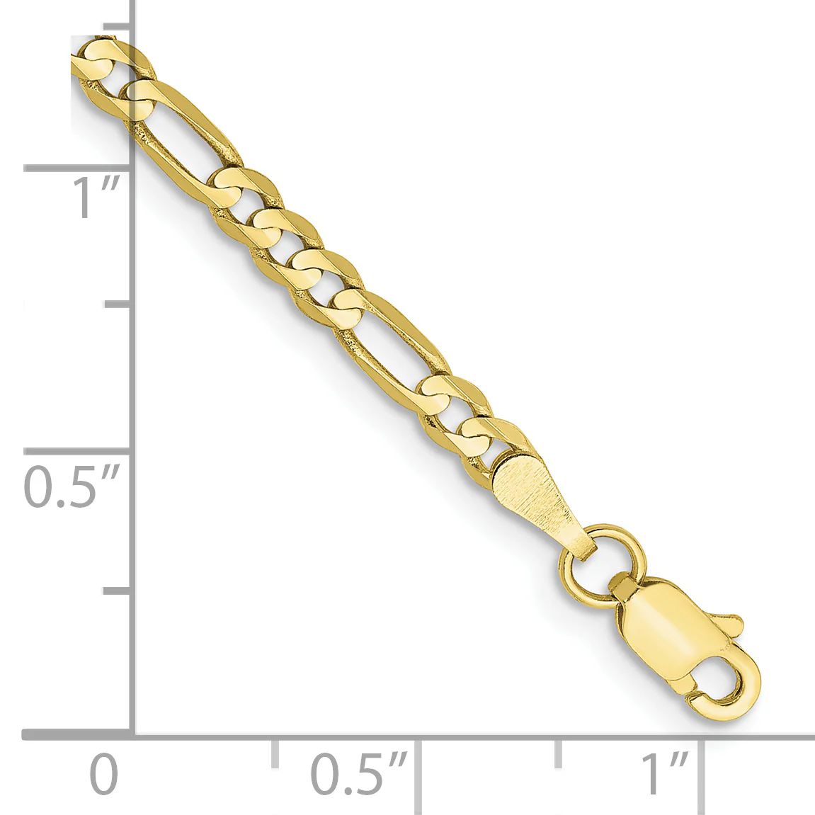 Pulsera Figaro plana de 10 quilates y 3 mm - Image 2