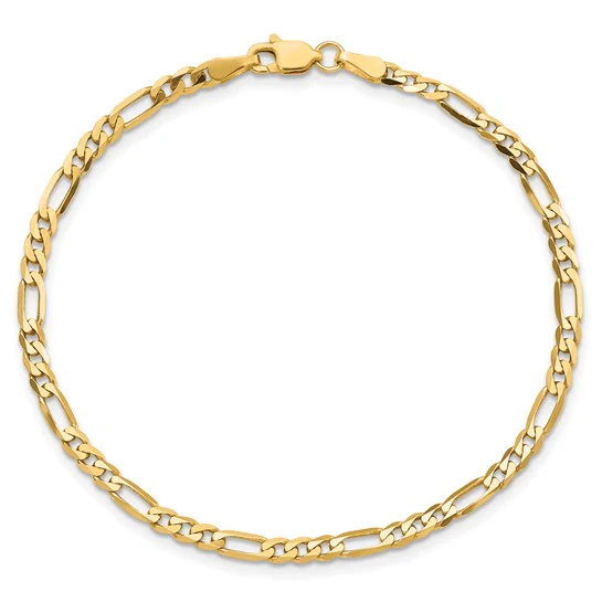 Pulsera Figaro plana de 10 quilates y 3 mm - Image 4