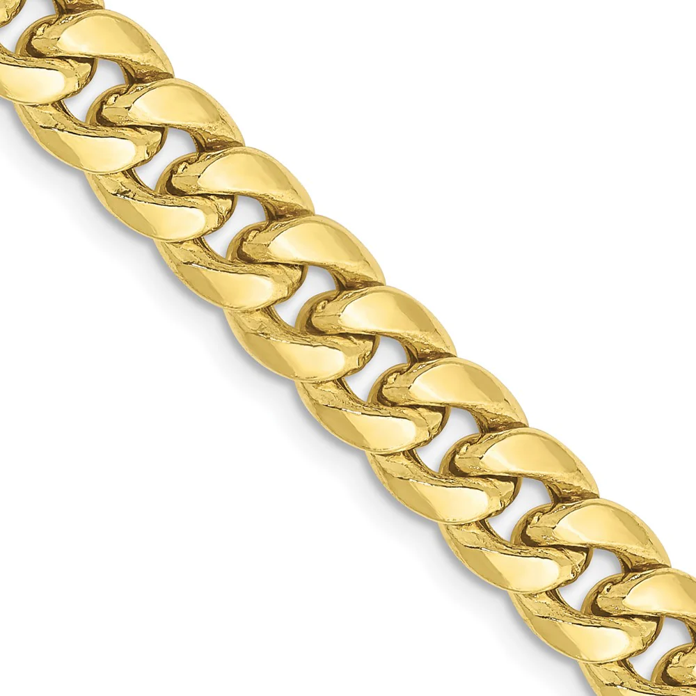 Cadena Cubana Miami Semisólida de 6.75 mm en Oro Amarillo de 10k