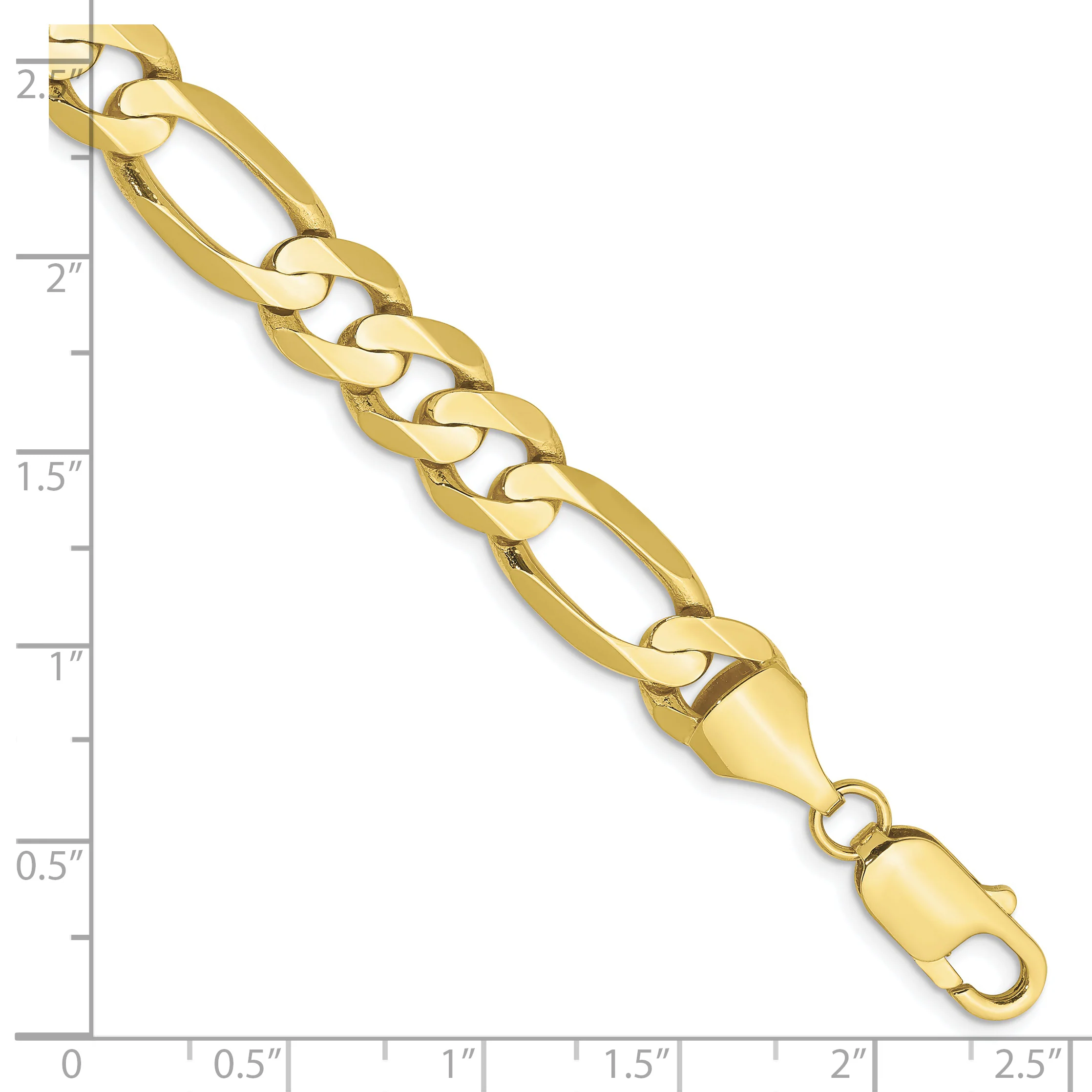 Pulsera Figaro abierta cóncava de 10k y 8,75 mm - Image 2
