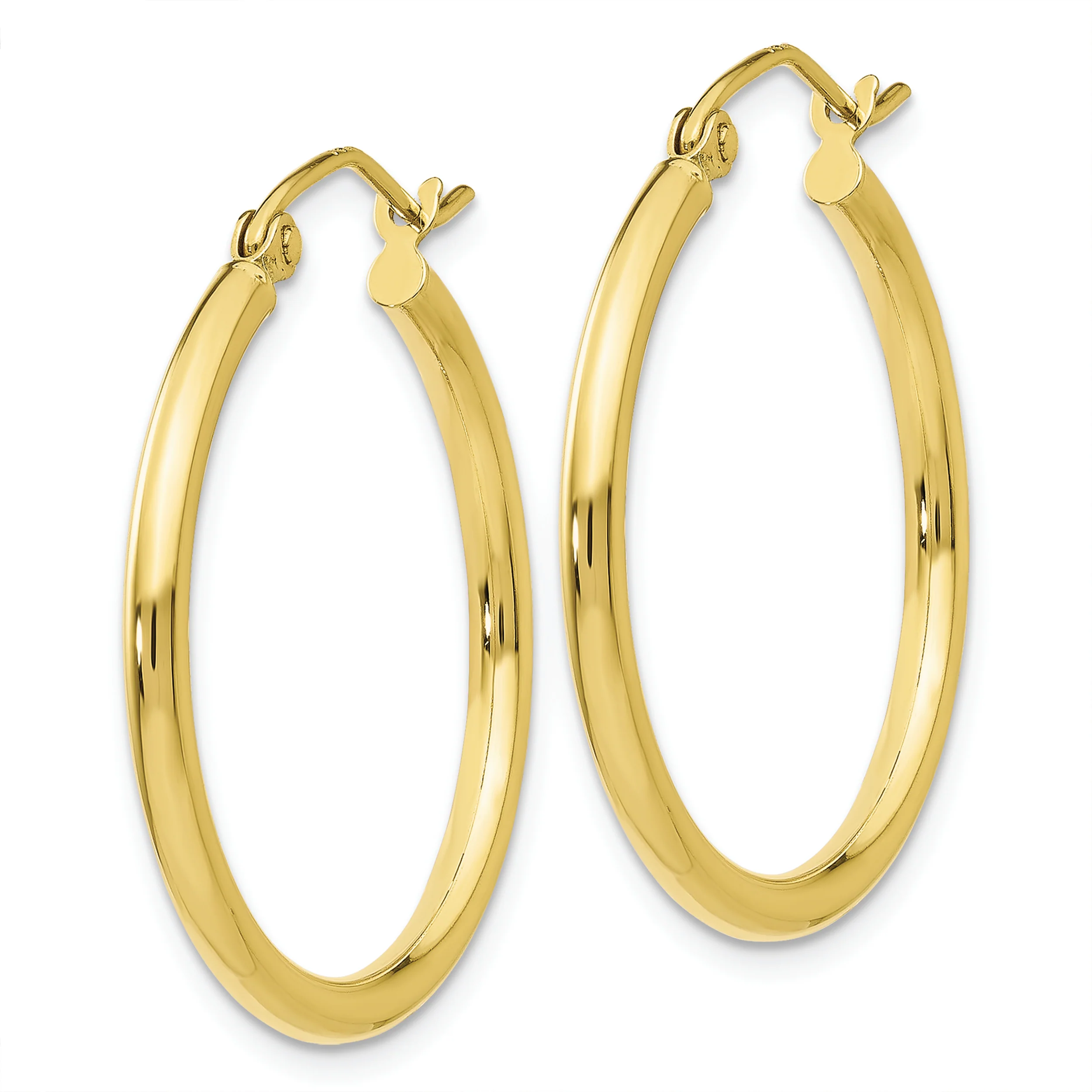 Pendientes de aro de tubo de 2 mm pulidos de 10 quilates - Image 2