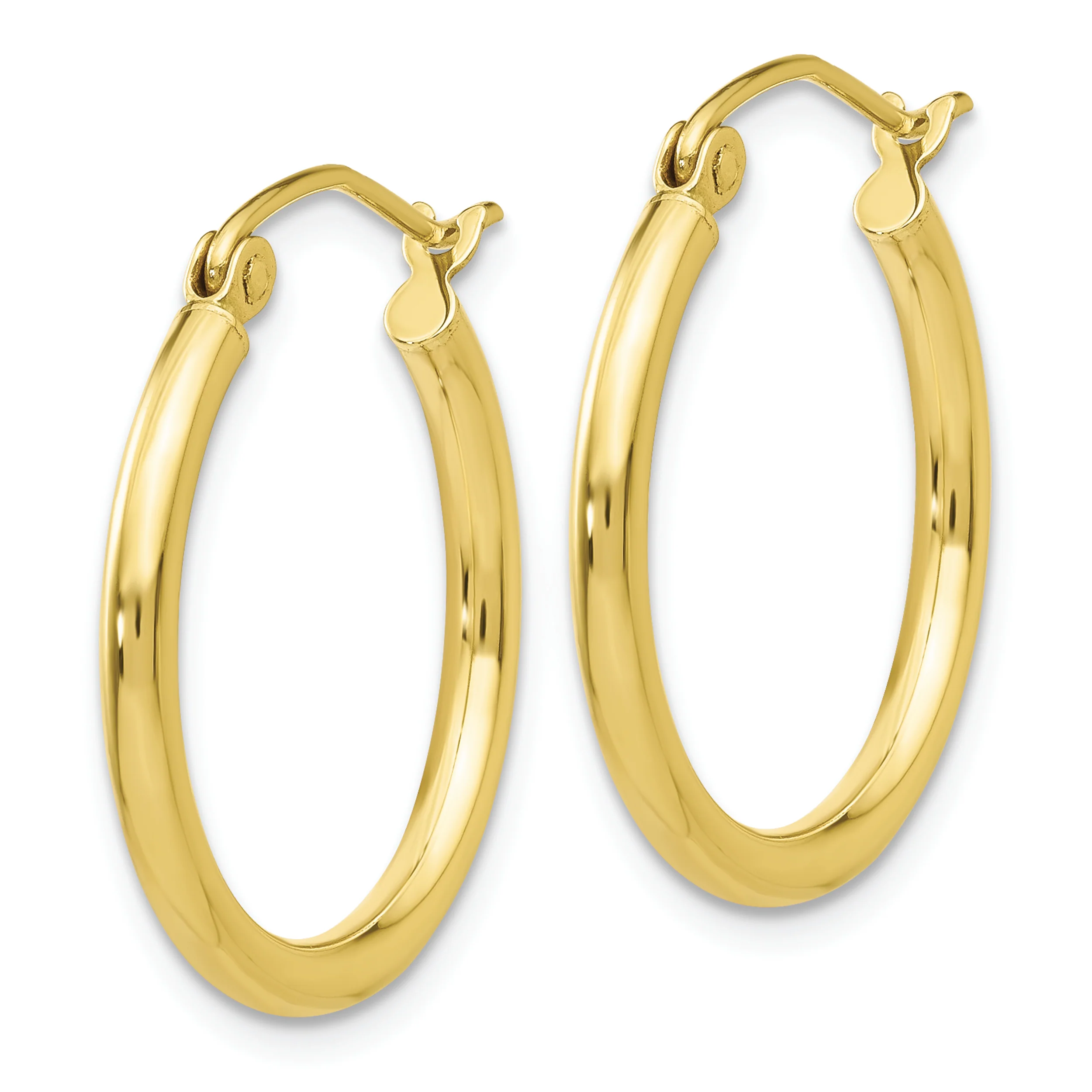 Pendientes de aro de tubo de 2 mm pulidos de 10 quilates - Image 2