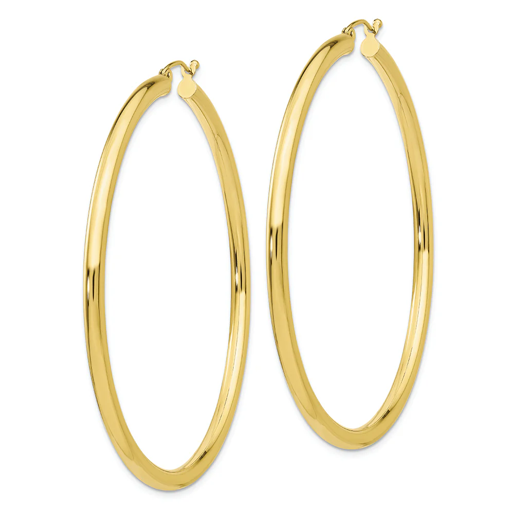Pendientes de aro de tubo de 3 mm pulidos de 10 quilates - Image 2