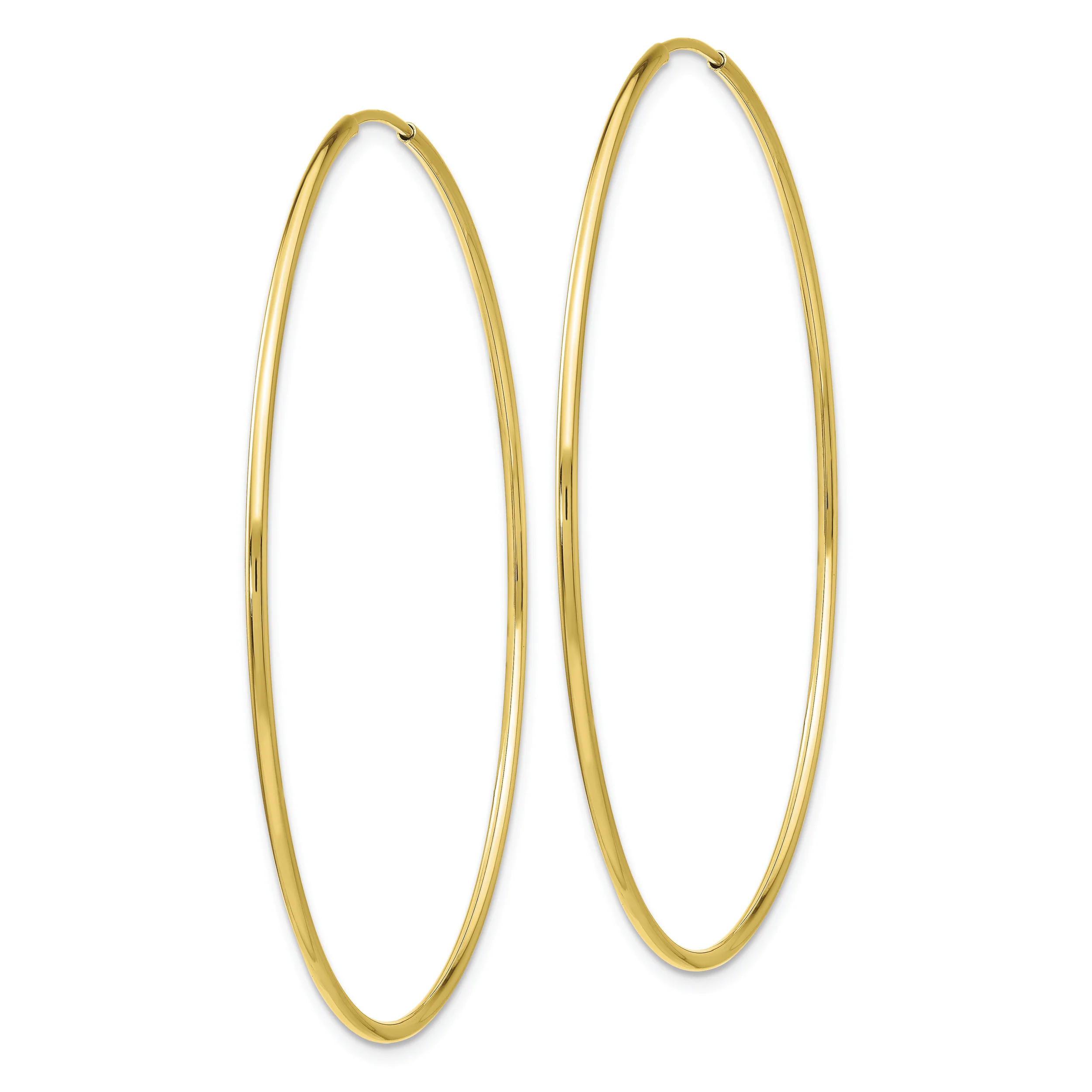 Pendientes de aro de tubo sin fin pulidos de 10 quilates - Image 2