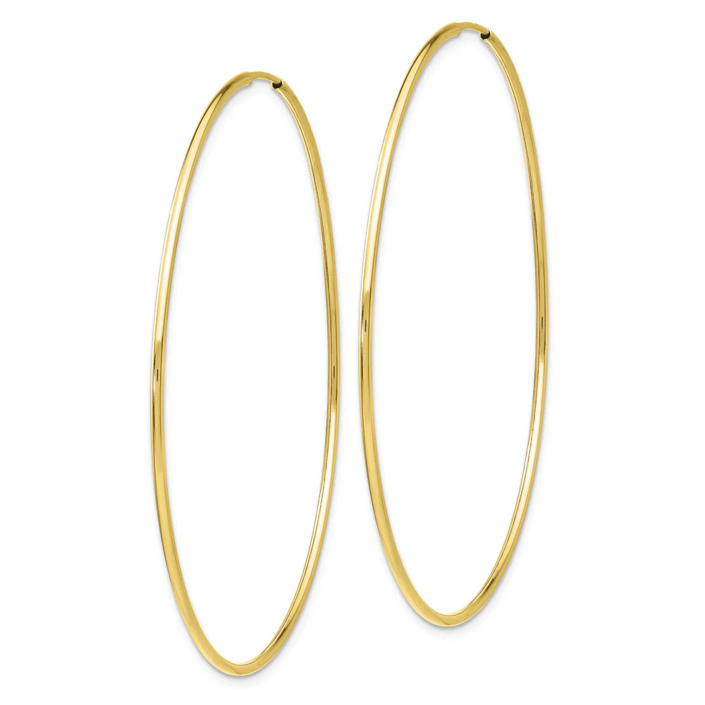 Pendientes de aro de tubo sin fin pulidos de 10 quilates - Image 2