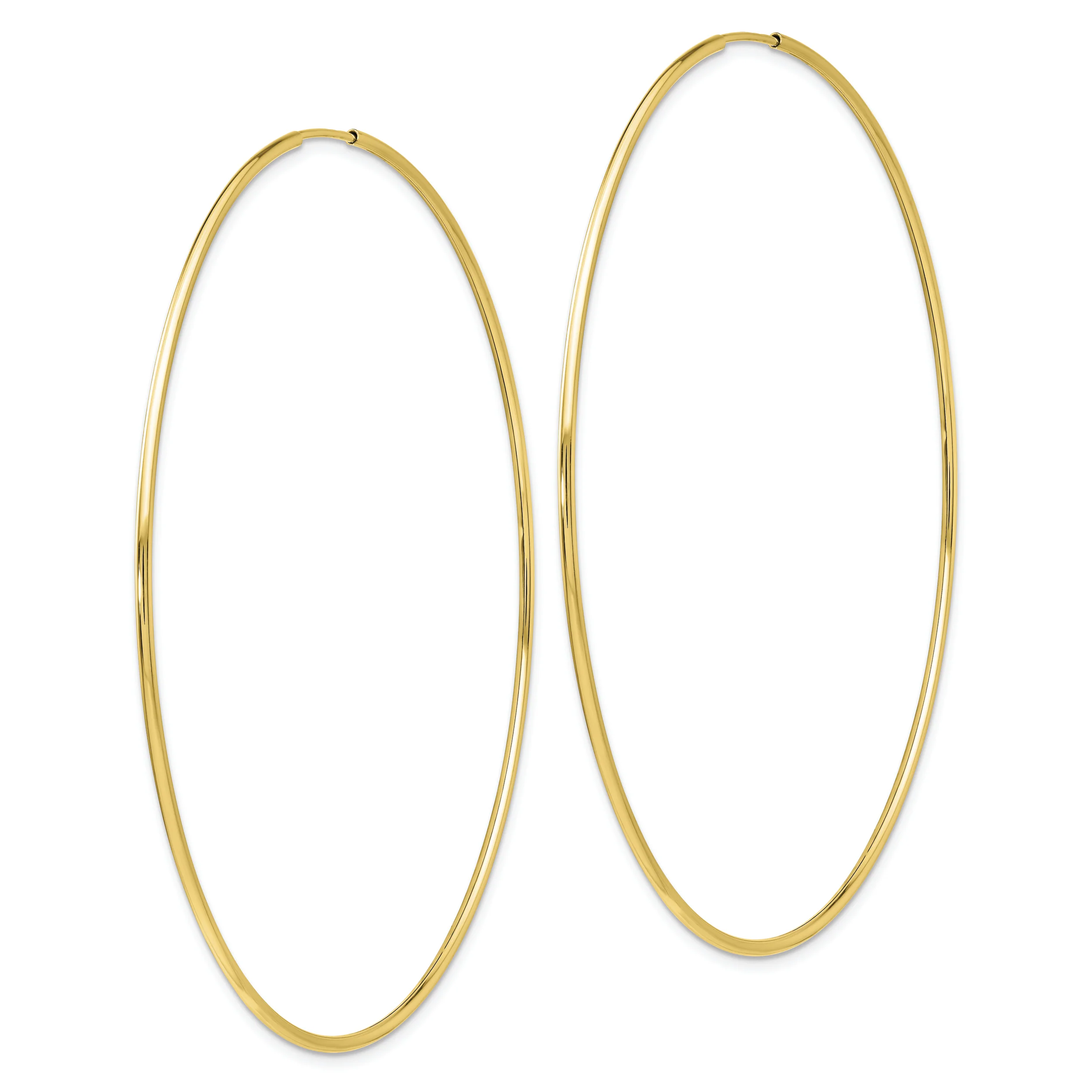 Pendientes de aro de tubo sin fin pulidos de 10 quilates - Image 2