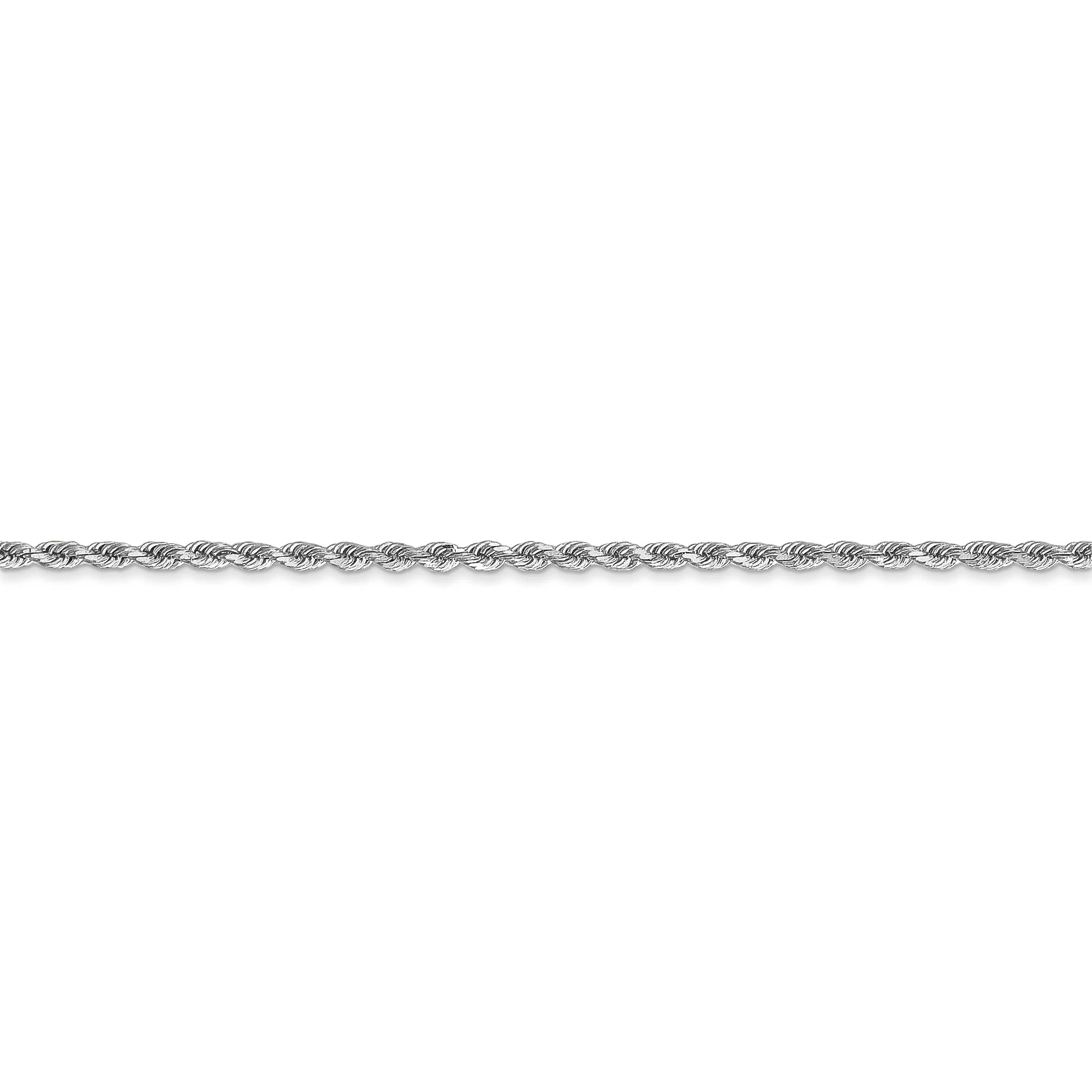 Cadena de cuerda con corte de diamante de 1,75 mm en oro blanco de 10 k - Image 2