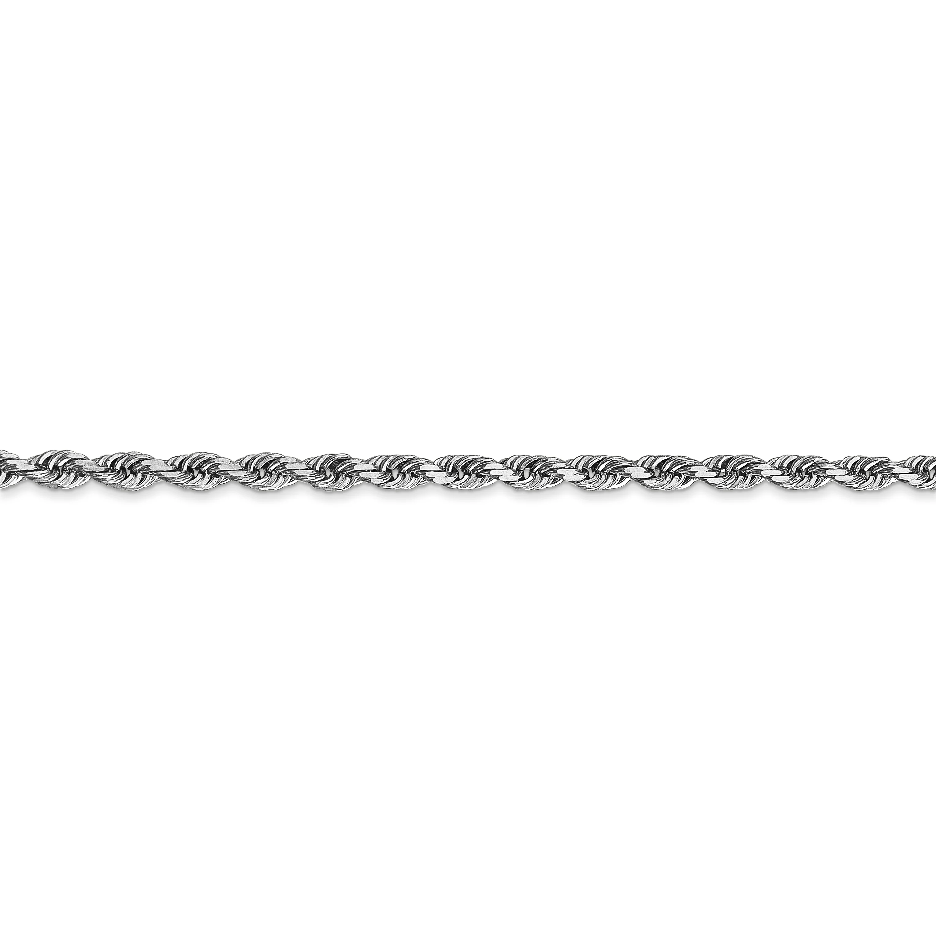 Cadena de cuerda cuádruple D/C de 3 mm de oro blanco de 10 k - Image 2