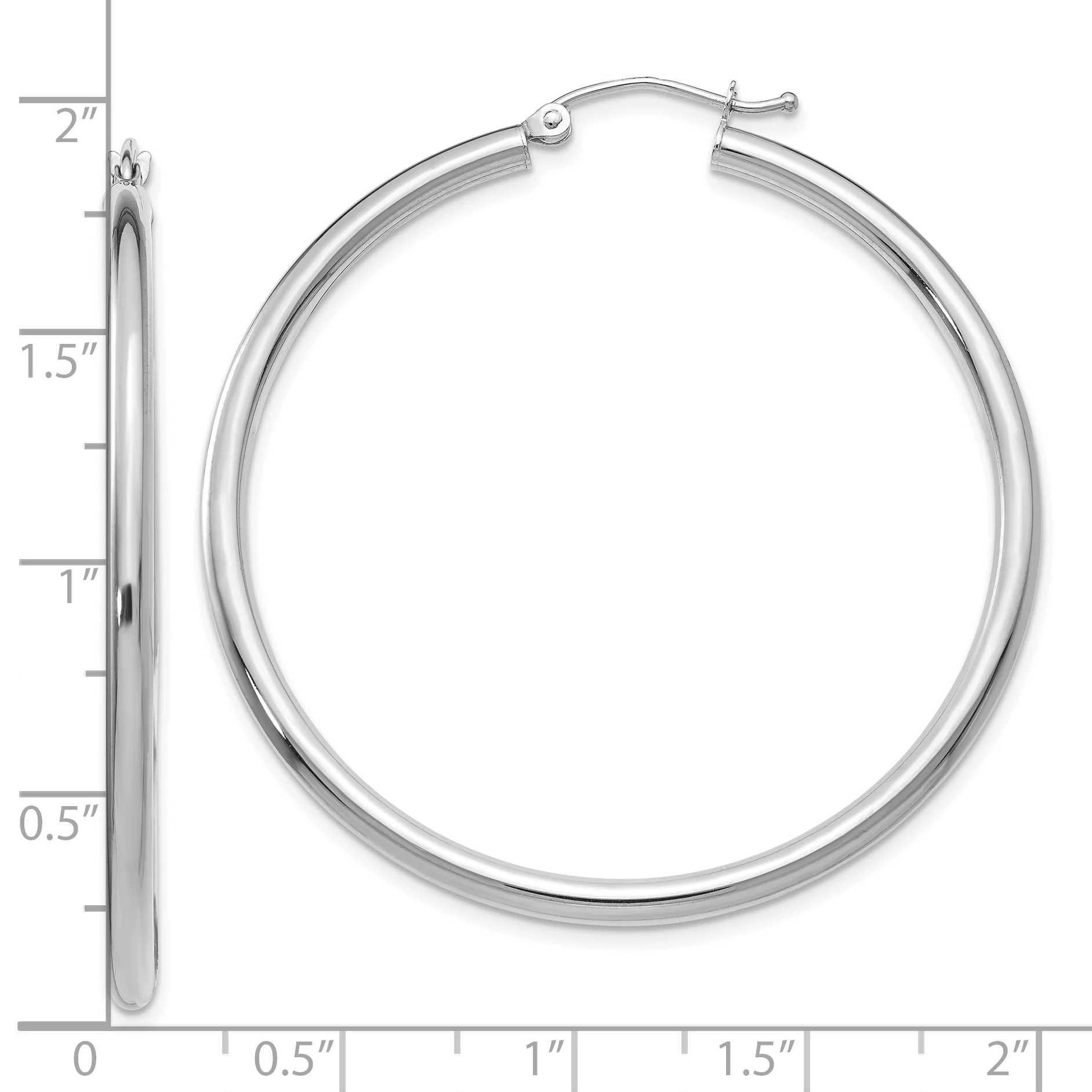 Pendientes de aro de tubo de 2,5 mm pulido en oro blanco de 10 quilates - Image 3