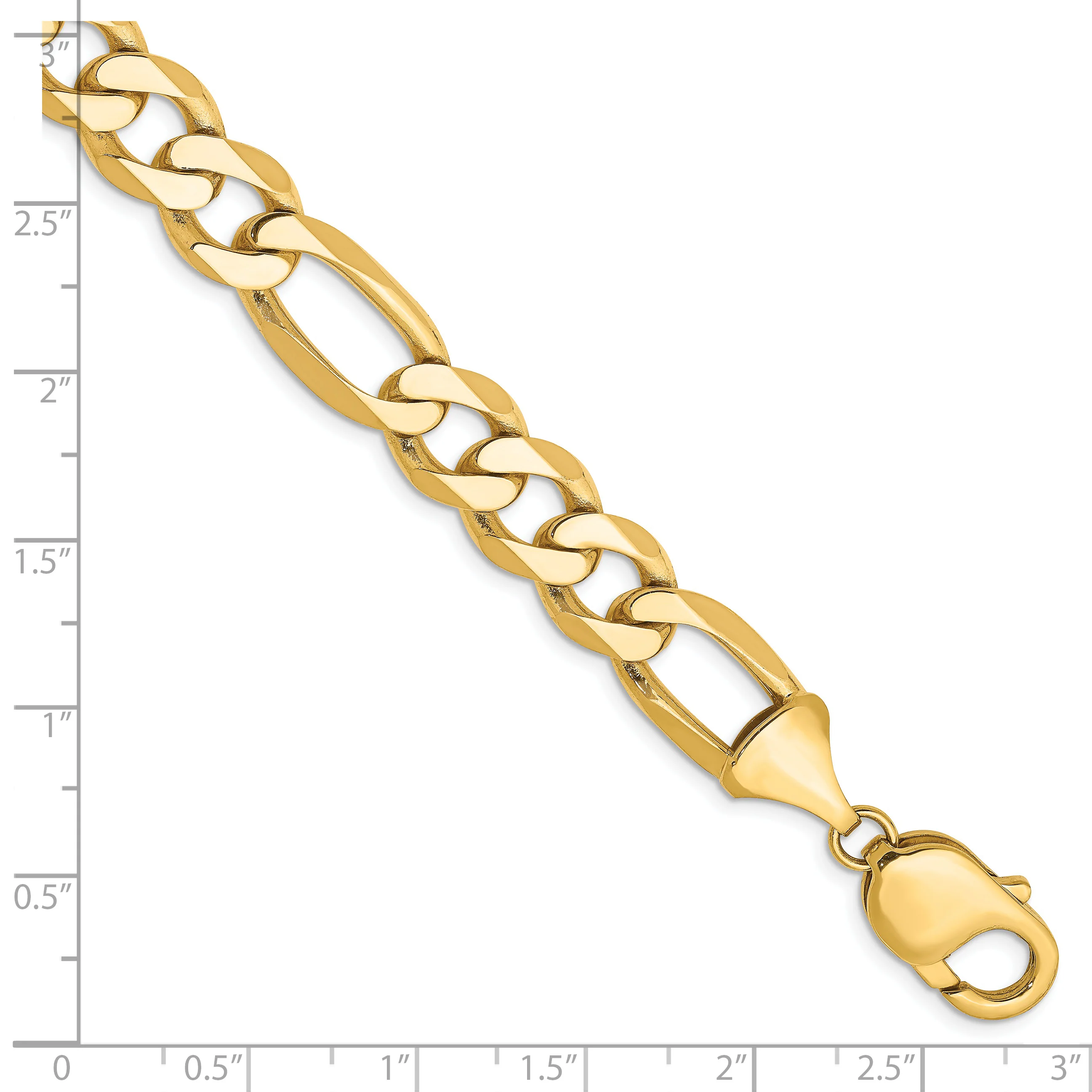 Pulsera Fígaro Plana de 14k y 10mm - Image 2