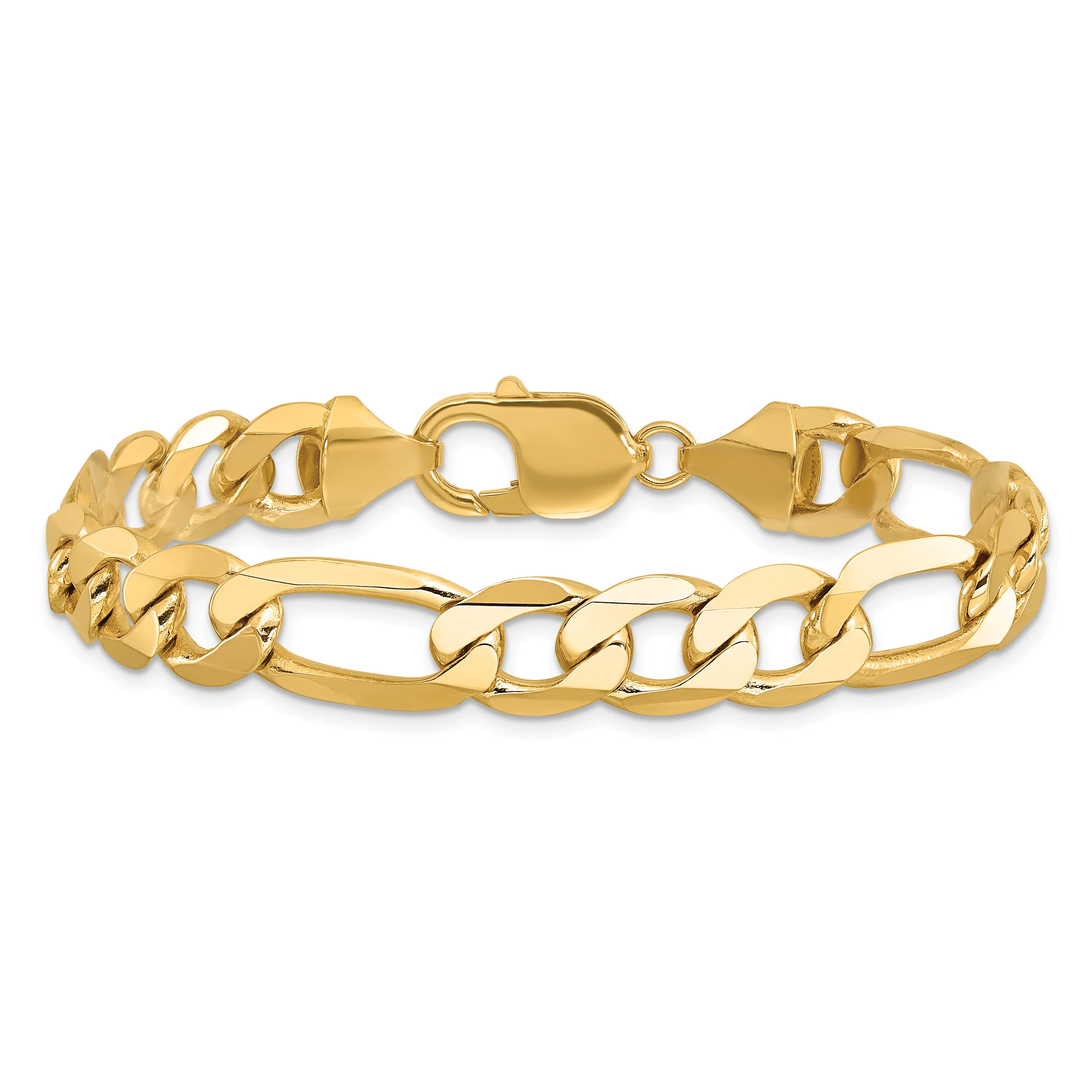 Pulsera Fígaro Plana de 14k y 10mm - Image 3