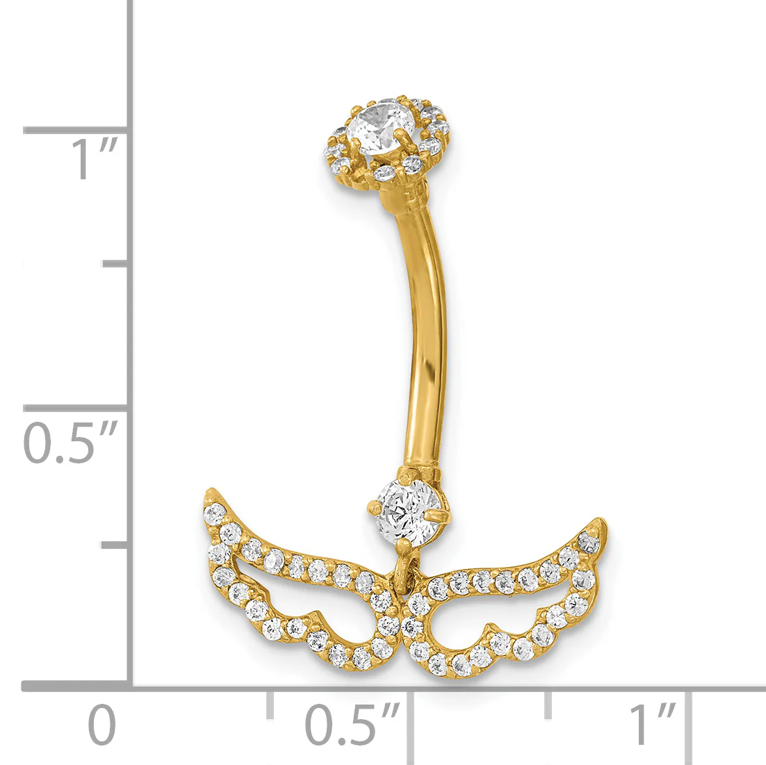 Anillo para Ombligo con Alas de Ángel en Oro de 14k y Calibre 14 - Image 3