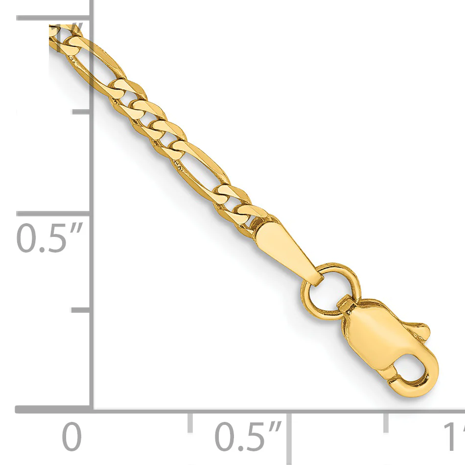 Pulsera Figaro plana de 14k y 2,25 mm - Image 2