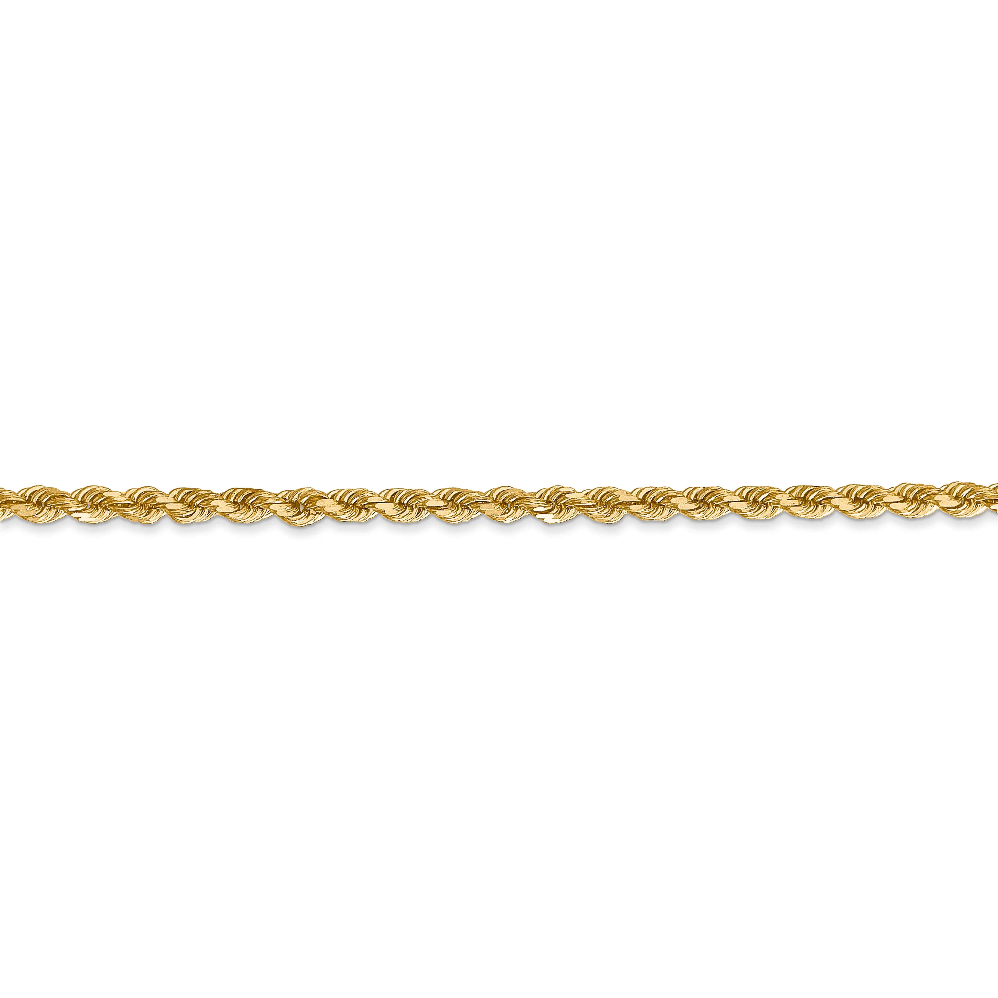 Cuerda con corte de diamante de 14k y 2,75 mm con cadena con cierre de langosta - Image 2