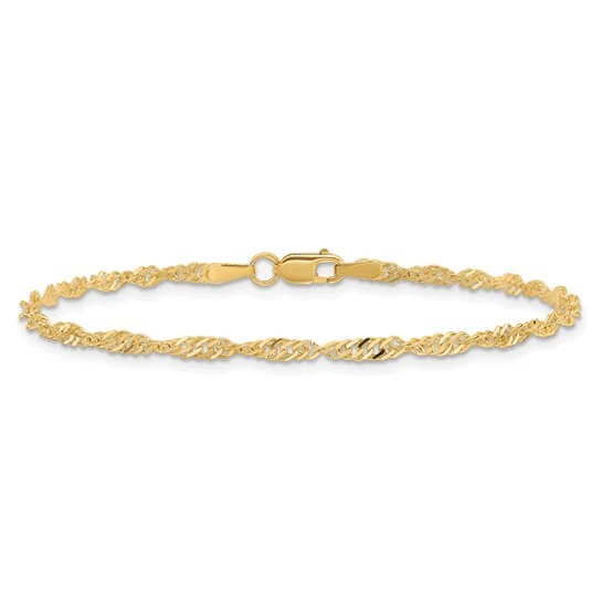 Pulsera de Oro Amarillo de 14k de 7 Pulgadas y 2 mm, con Cierre de Langosta - Image 2