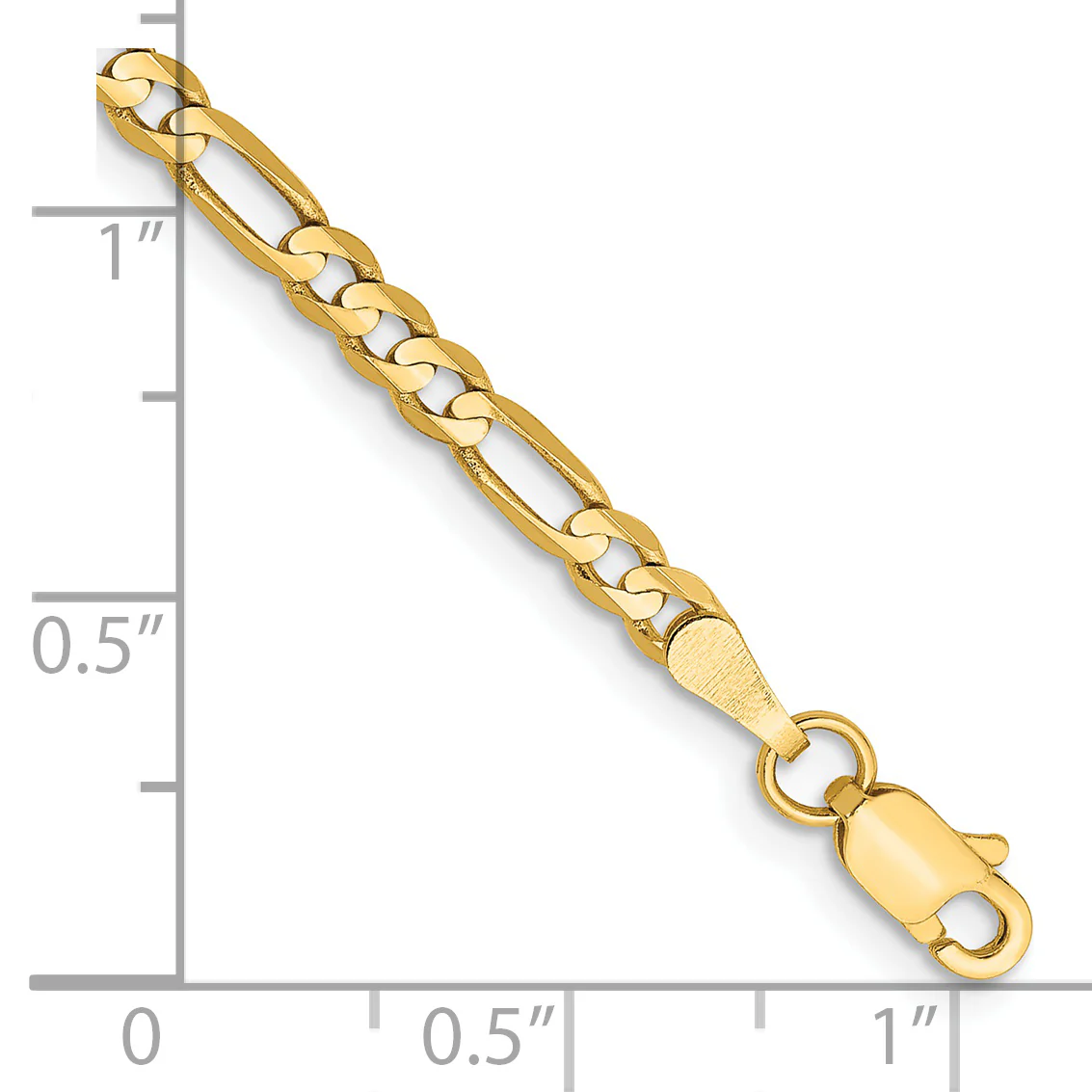 Pulsera Figaro abierta cóncava de 14k y 3 mm - Image 2