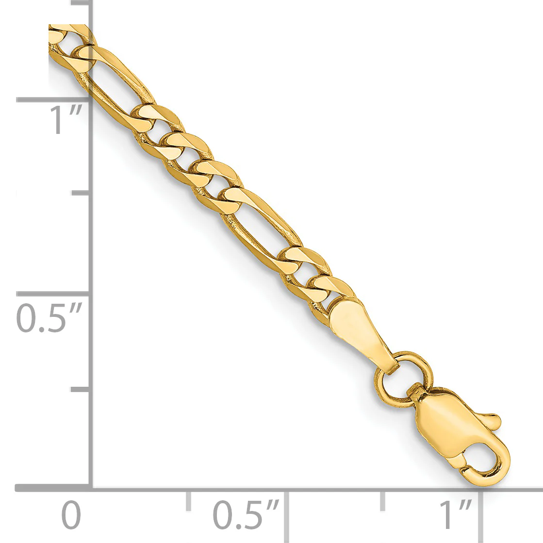 Pulsera Figaro plana de 14k y 3 mm - Image 2