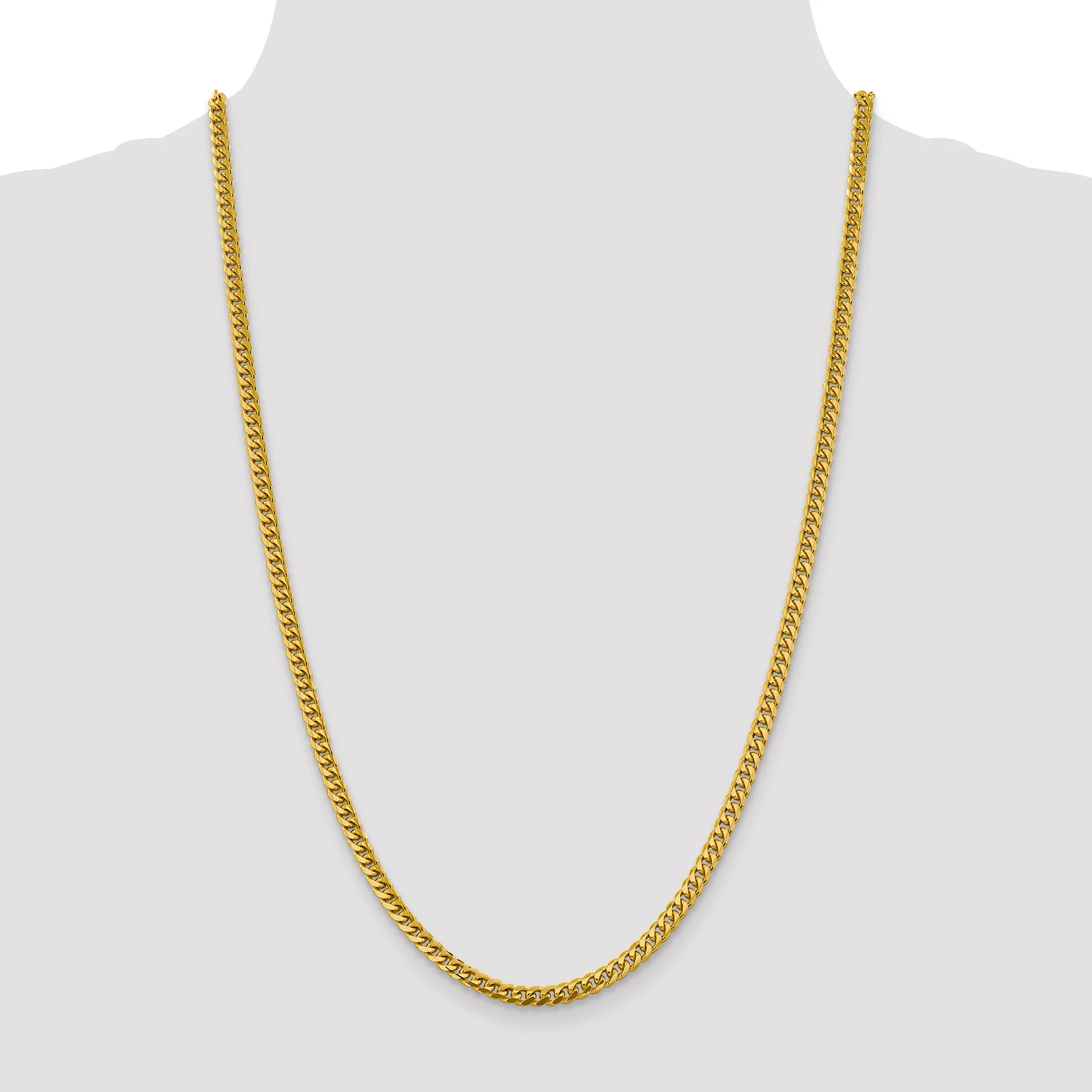 Cadena Cubana Miami Sólida de 4.25 mm en Oro Blanco de 14k - Image 2