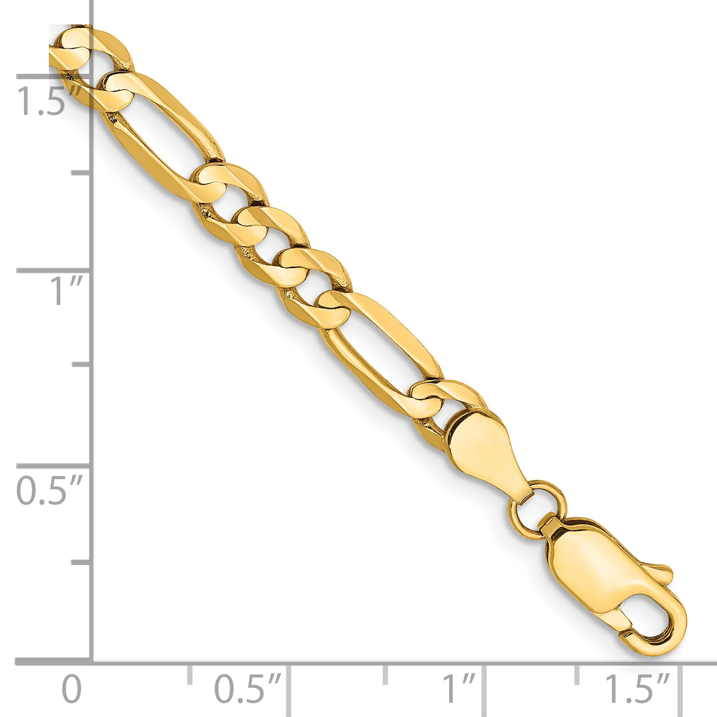 Pulsera Figaro abierta cóncava de 14k y 4,5 mm - Image 2
