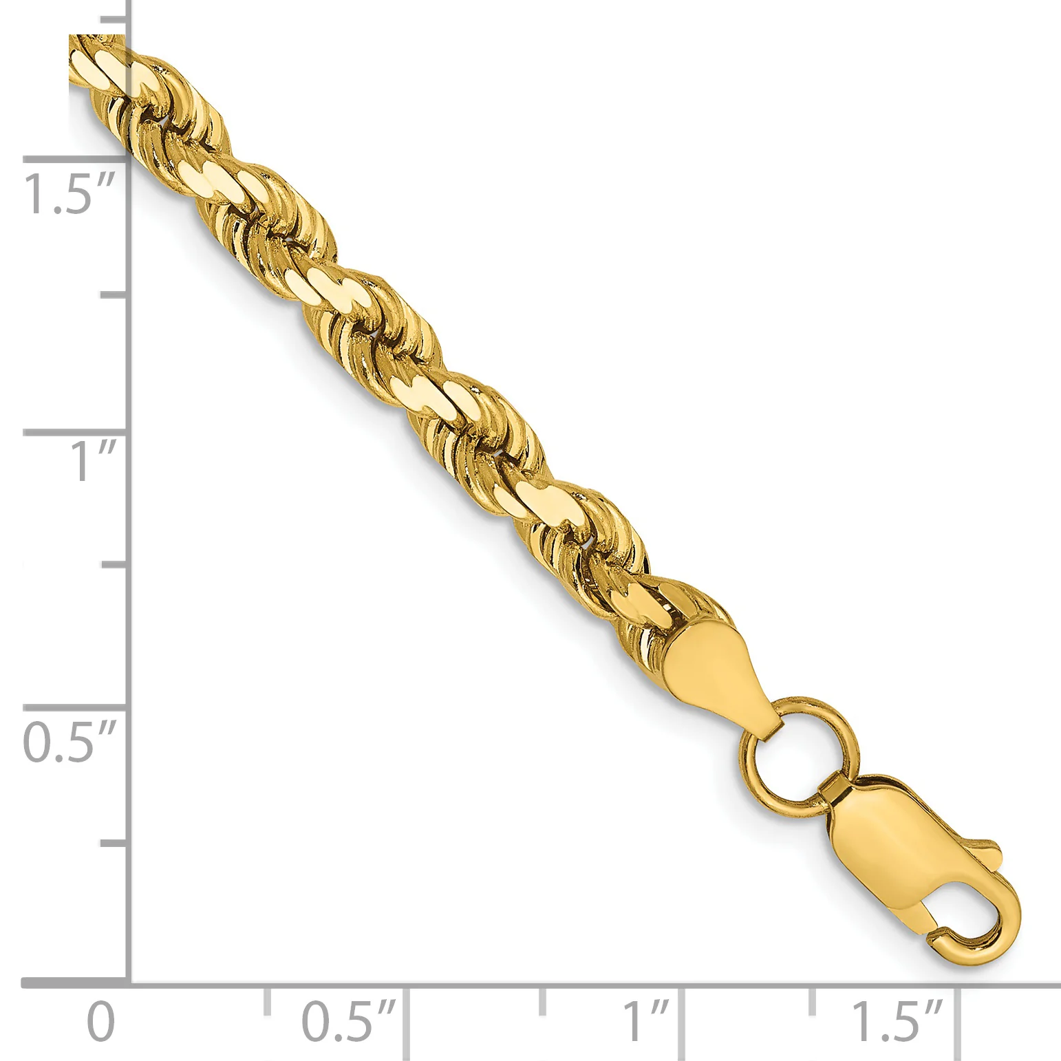 Pulsera de Cuerda D/C de 14k y 4,5 mm con cierre de langosta - Image 2