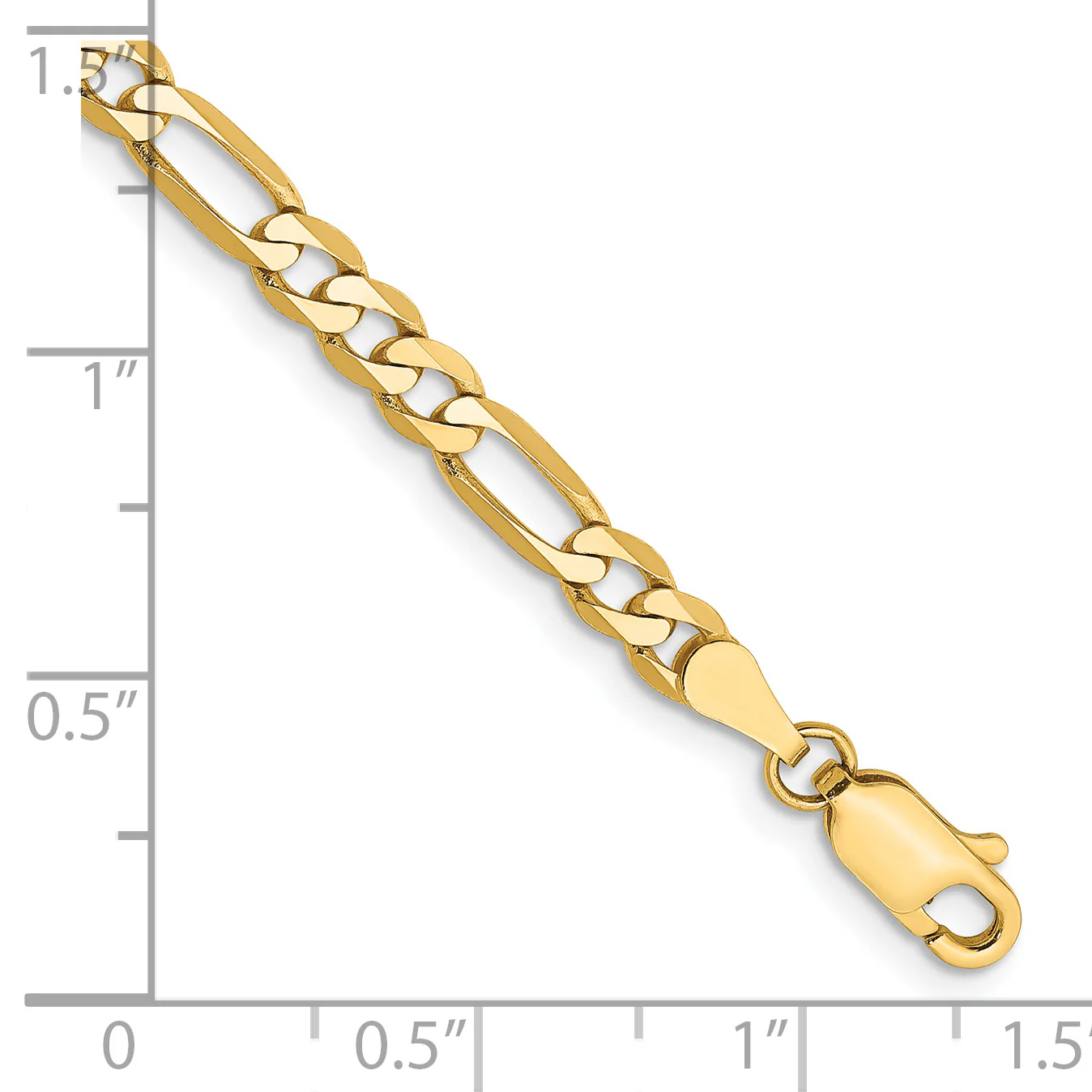 Pulsera Figaro plana de 14k y 4 mm - Image 2