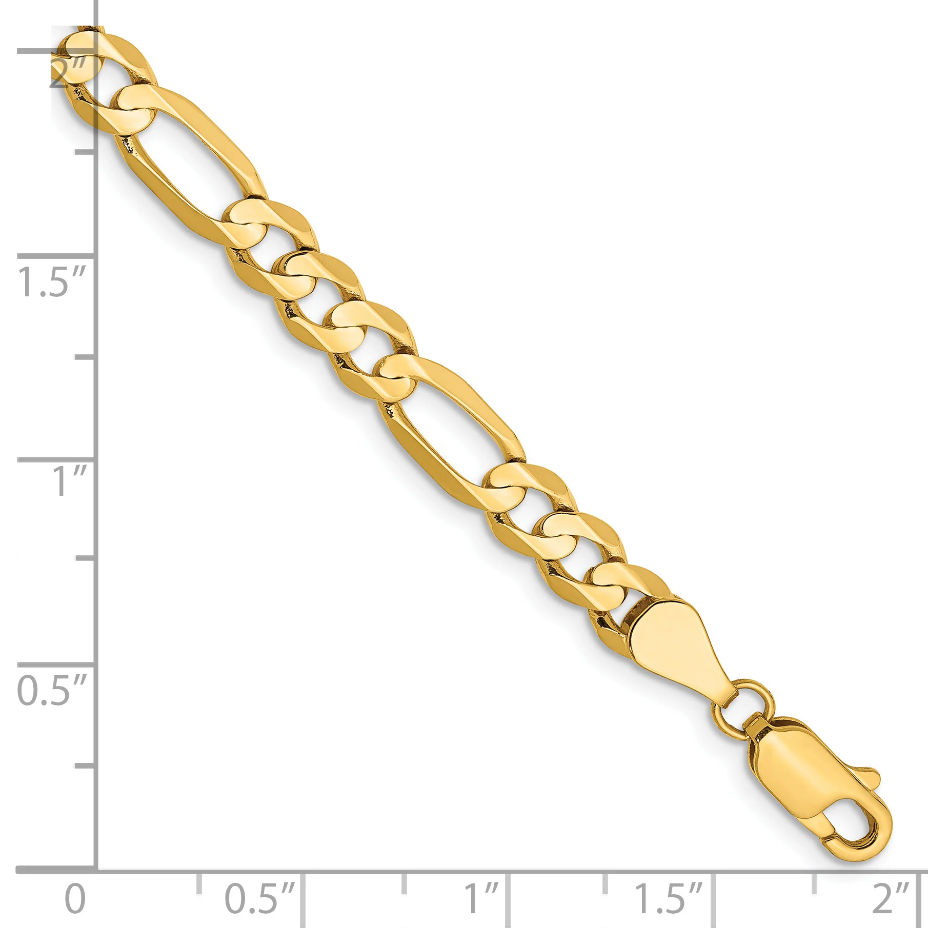 Pulsera Figaro abierta cóncava de 14k y 5,5 mm - Image 2