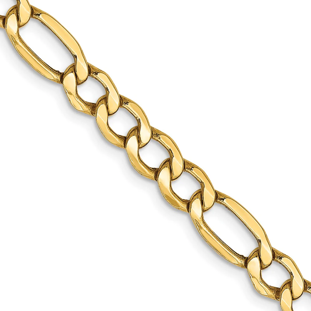 Cadena Figaro semisólida de 14k y 5,75 mm