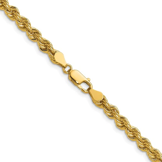 Cadena de Cuerda Regular de 14K, 22 Pulgadas, 5 mm con Broche Tipo Langosta - Image 4