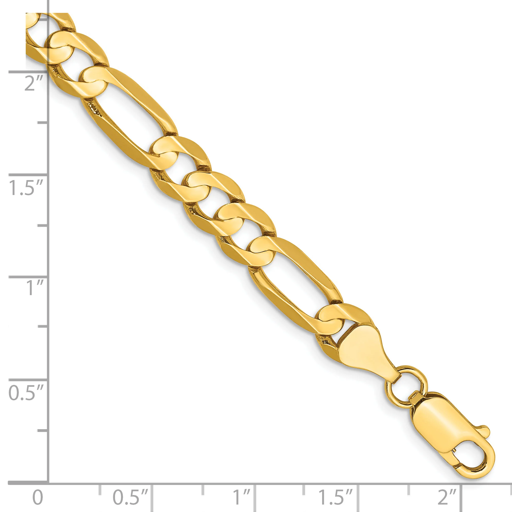 Pulsera Figaro abierta cóncava de 14k y 6,75 mm - Image 2
