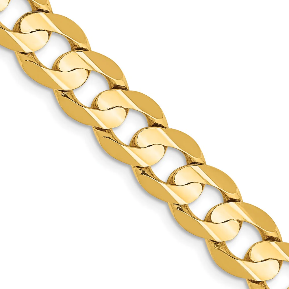 Cadena de eslabones cóncava abierta de 14k y 7,5 mm