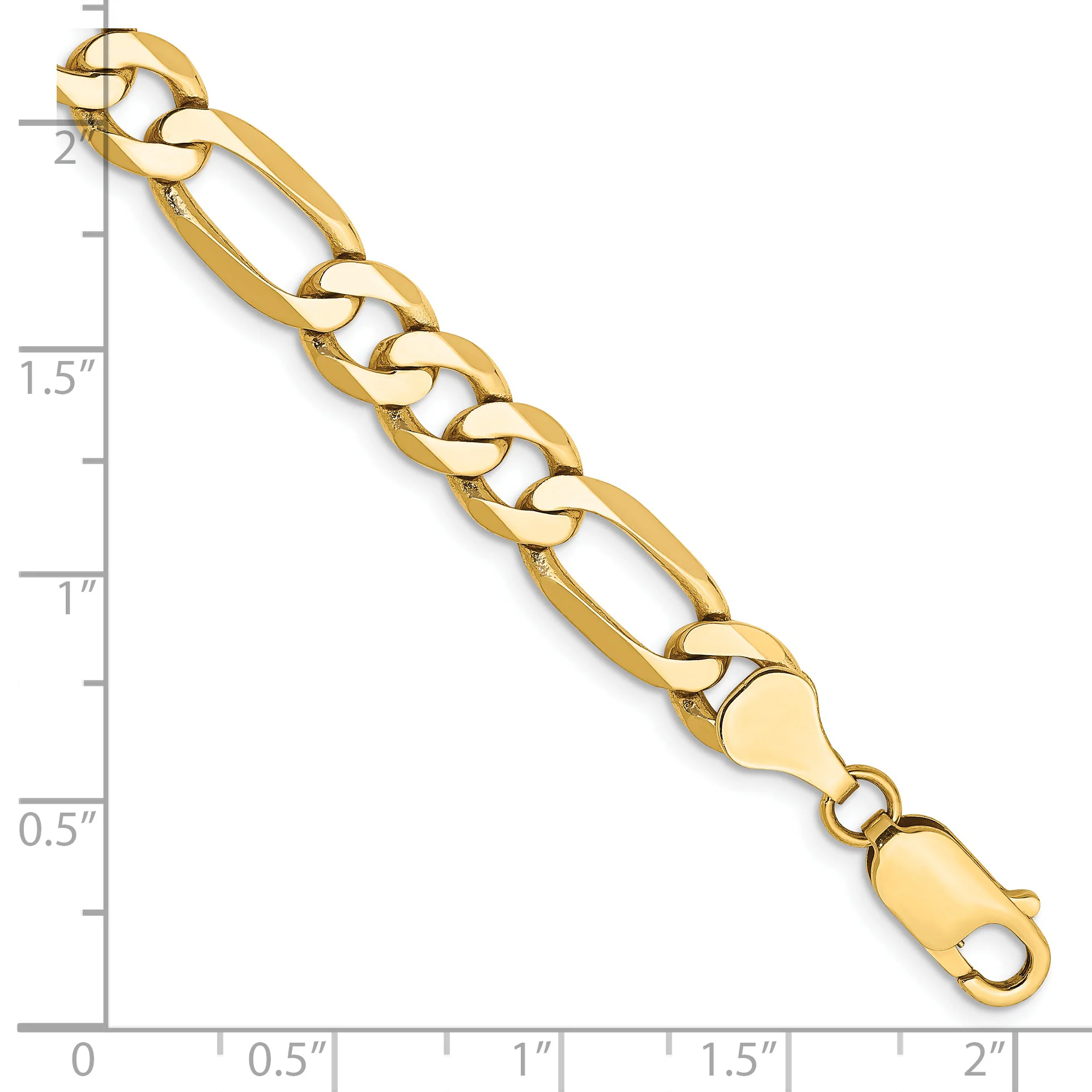 Pulsera Figaro plana de 14k y 7 mm - Image 2