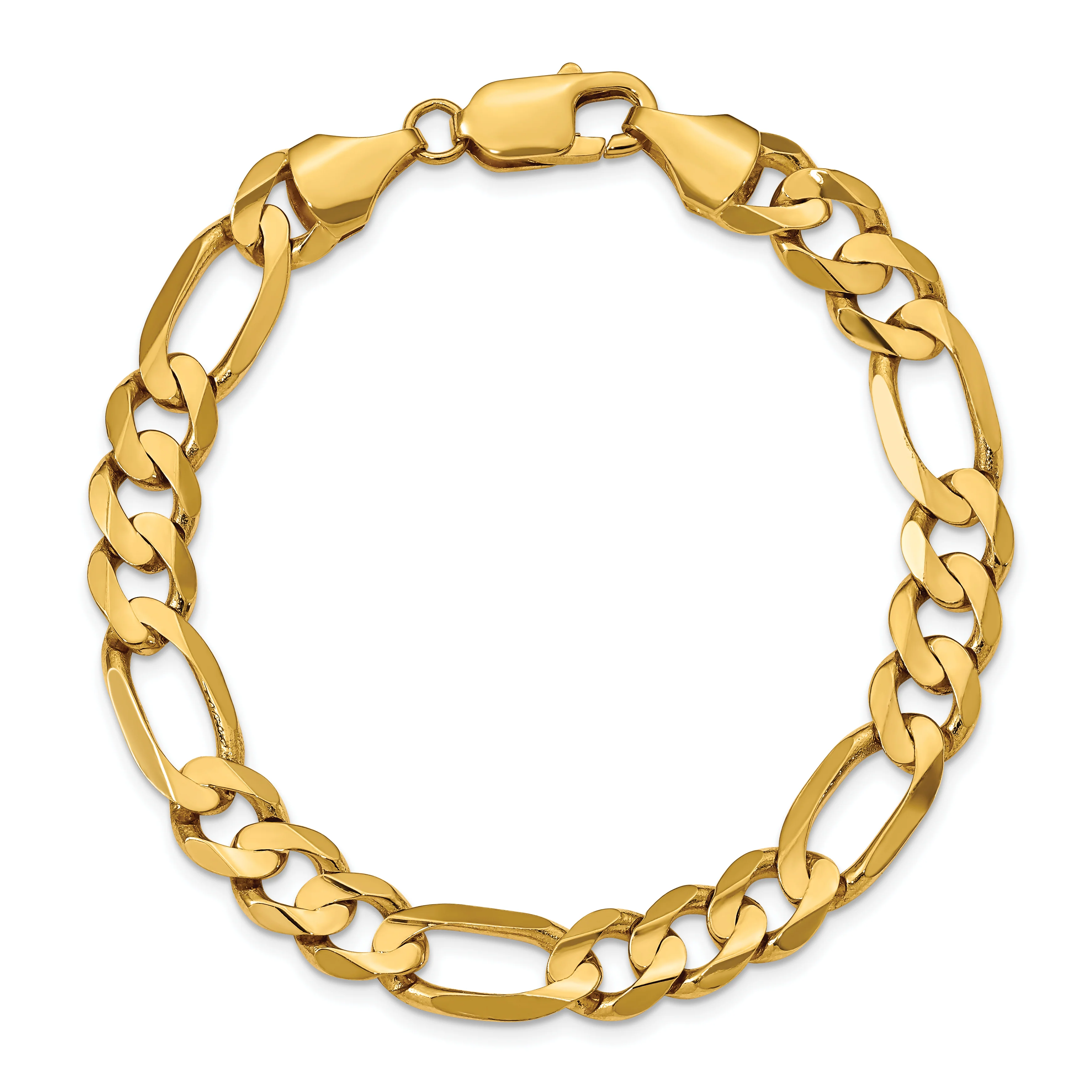 Pulsera Figaro abierta cóncava de 14k y 8,75 mm - Image 2