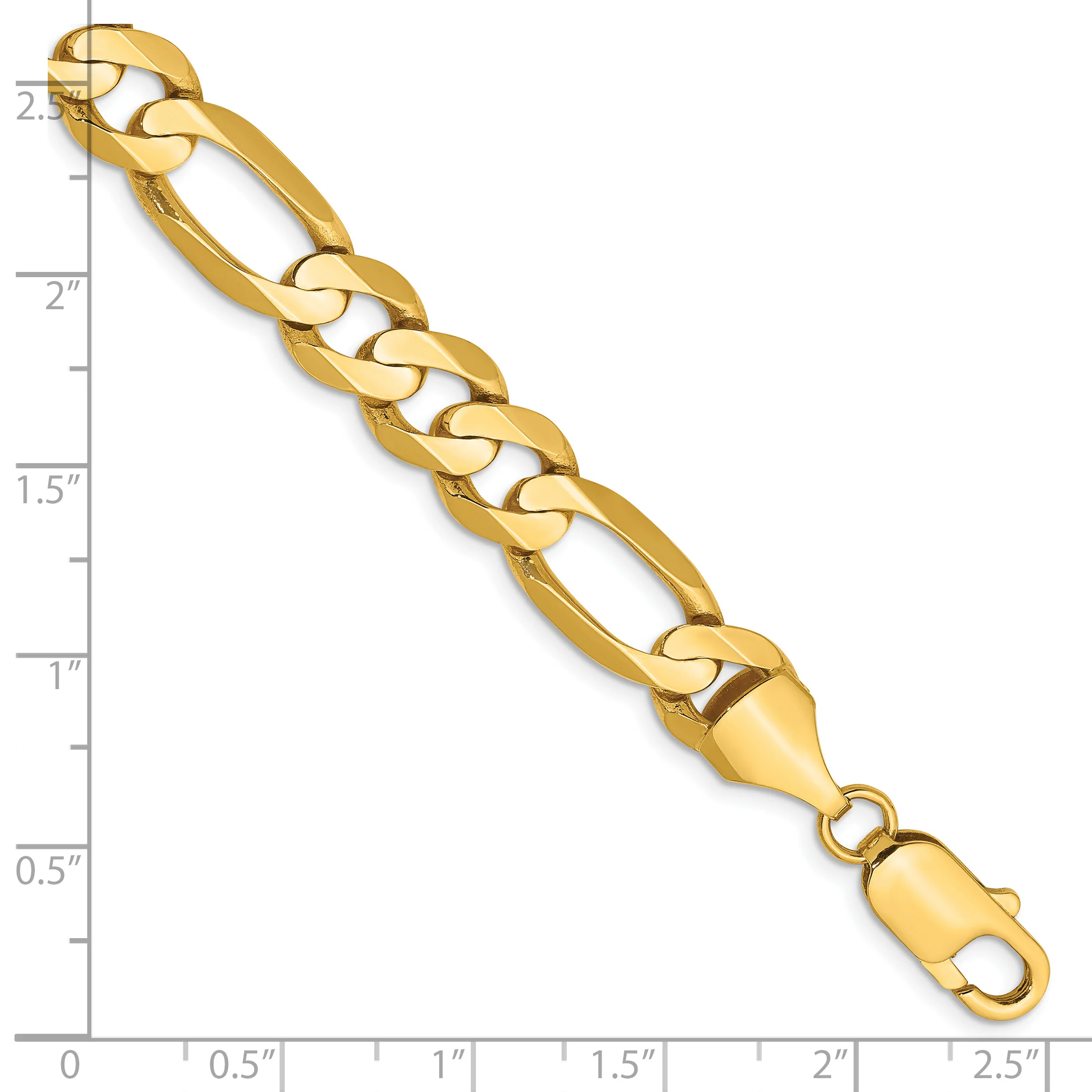 Pulsera Figaro abierta cóncava de 14k y 8,75 mm - Image 3