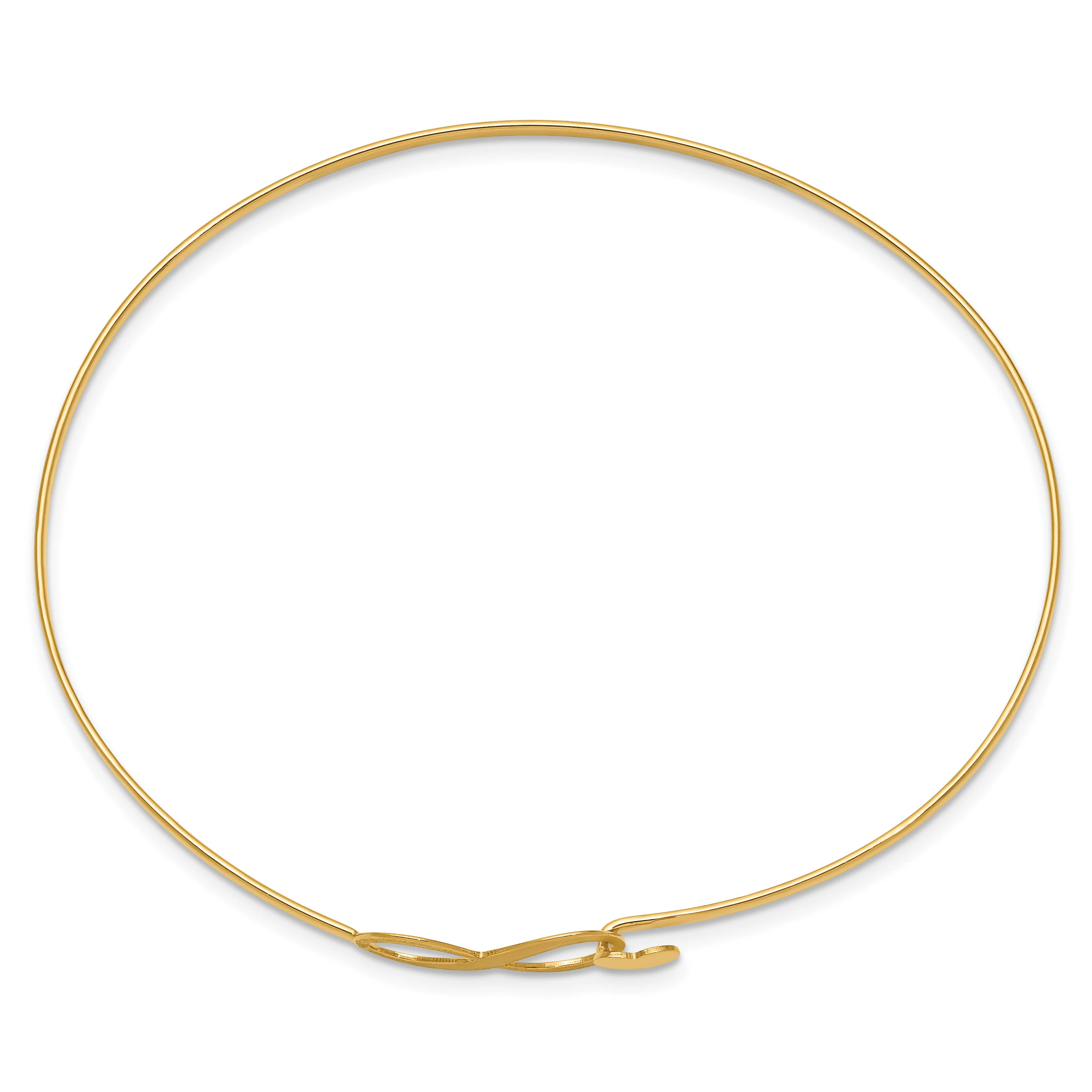 Pulsera Rígida Flexible de Oro Amarillo de 14k con Diseño de Corazón Infinito - Image 2