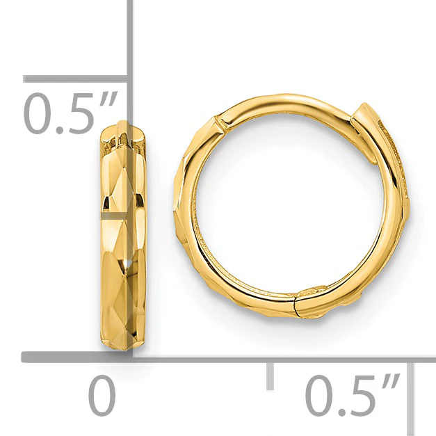 Aretes Tipo Argolla con Bisagras de Talla Diamante Madi K en Oro de 14k - Image 2