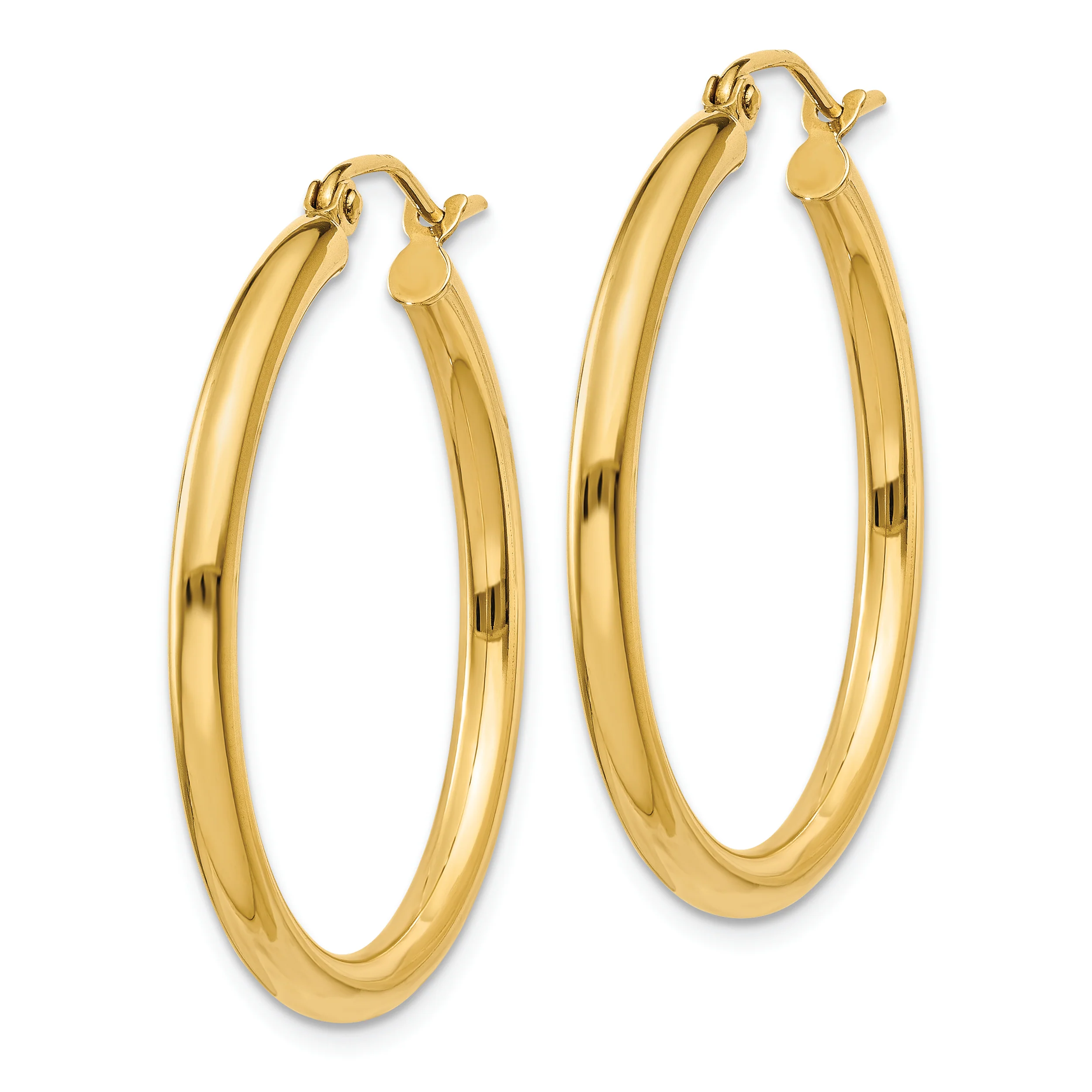 Pendientes de aro de tubo de 2,5 mm pulidos de 14 quilates - Image 2