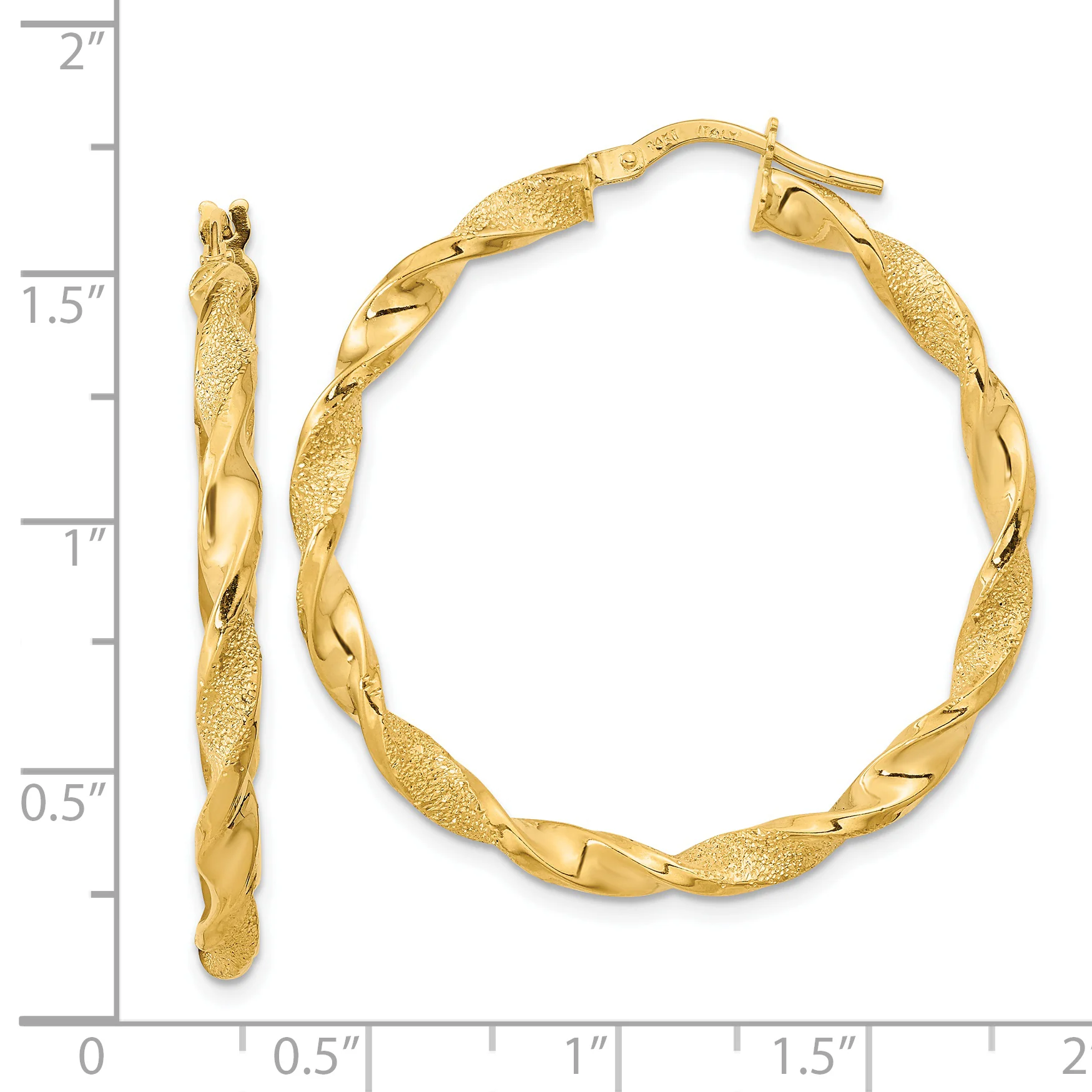 Aretes de Aro Trenzados Texturizados y Pulidos en Oro de 14k - Image 2