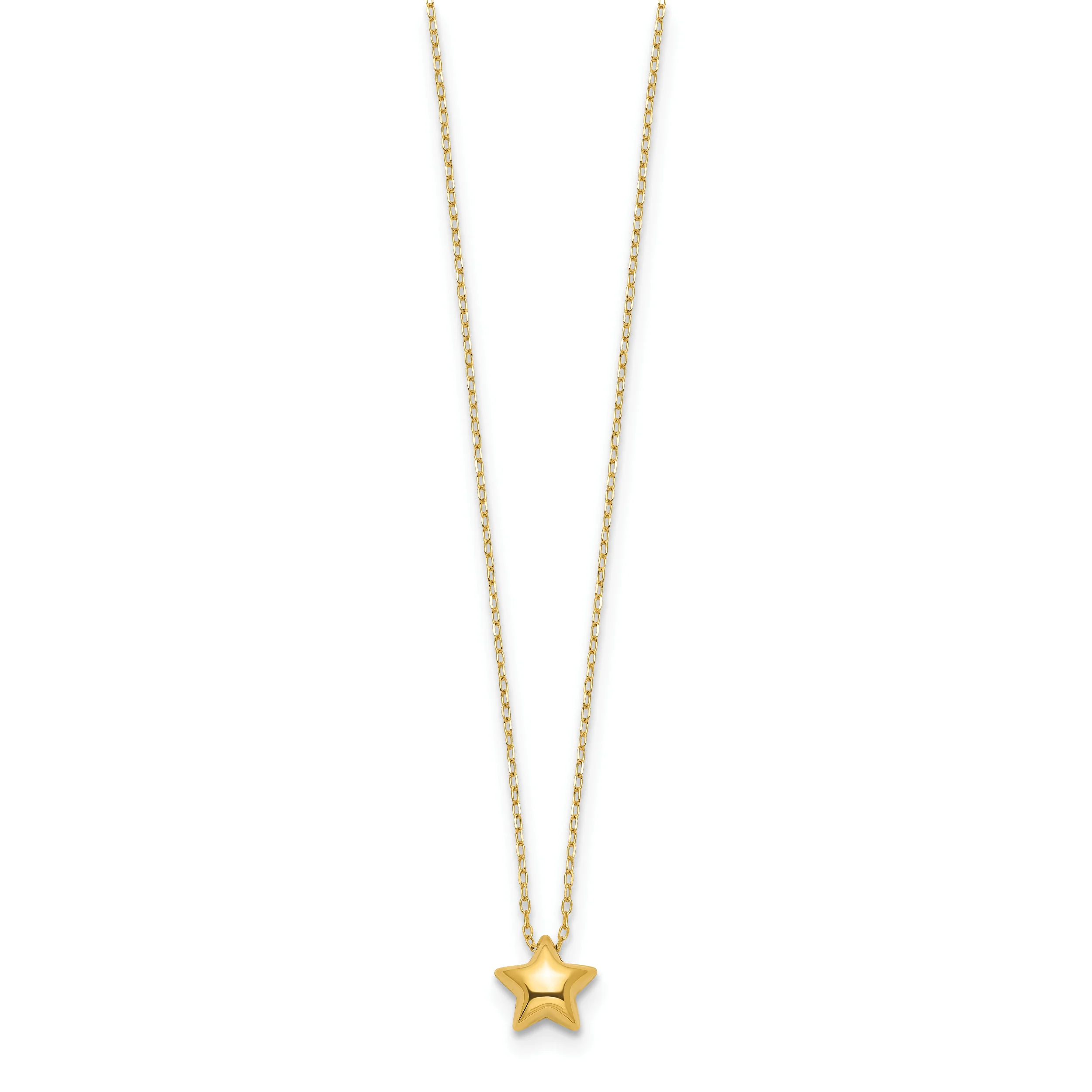 Collar de Estrella Inflada Pulida de 14k - 16.5 pulgadas - Image 2