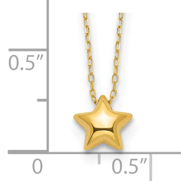 Collar de Estrella Inflada Pulida de 14k - 16.5 pulgadas - Image 3