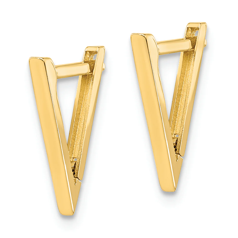 Pendientes de aro triangulares pulidos de 14 quilates - Image 2
