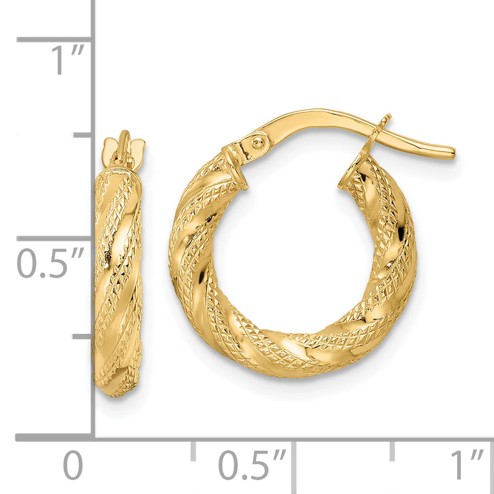 Aretes de Aro Trenzados Pulidos en Oro de 14k - Image 2