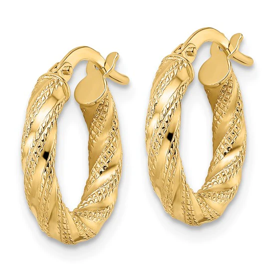 Aretes de Aro Trenzados Pulidos en Oro de 14k - Image 3