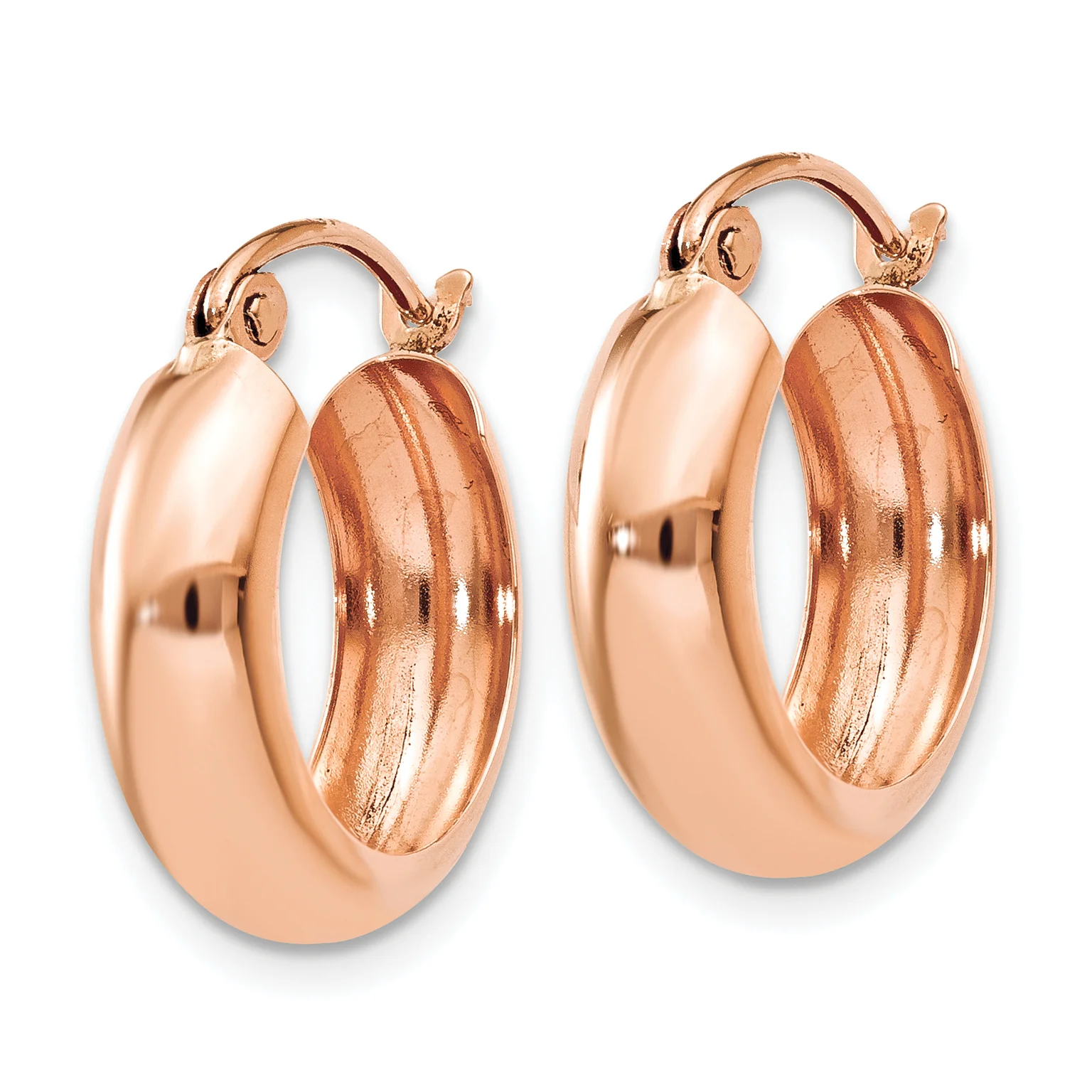 Aretes Tipo Argolla Pequeños Pulidos en Oro Rosa de 14k - Image 2