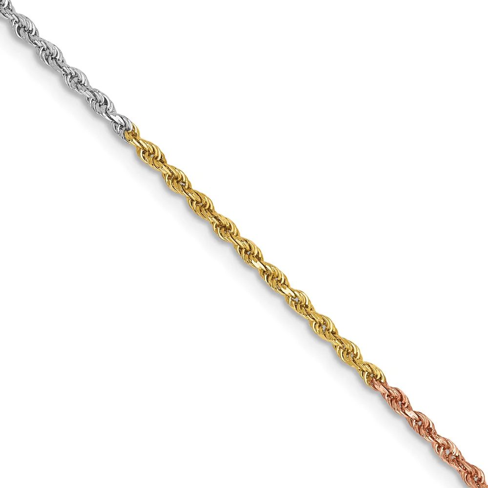 Cadena de cuerda D/C tricolor de 14 k y 1,5 mm