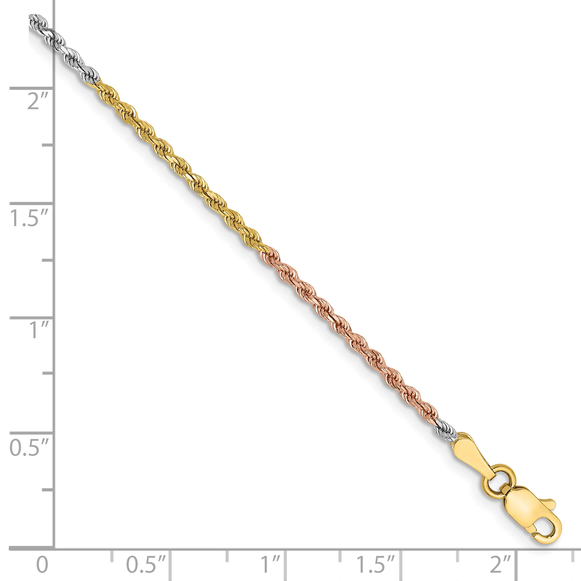 Pulsera de cuerda D/C tricolor de 14 k y 1,75 mm - Image 2