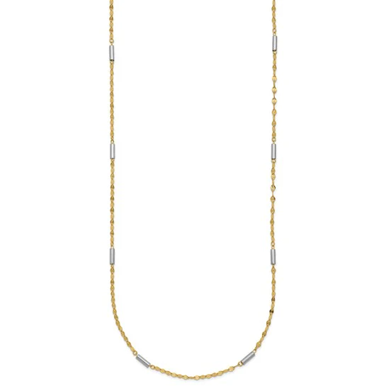Collar de 14K Bicolor con Enlaces Mini Bar Diamond-Cut - Image 3