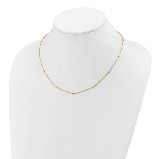 Collar de 14K Bicolor con Enlaces Mini Bar Diamond-Cut - Image 4
