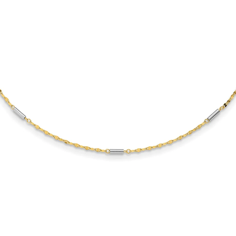 Collar de 14K Bicolor con Enlaces Mini Bar Diamond-Cut - Image 5