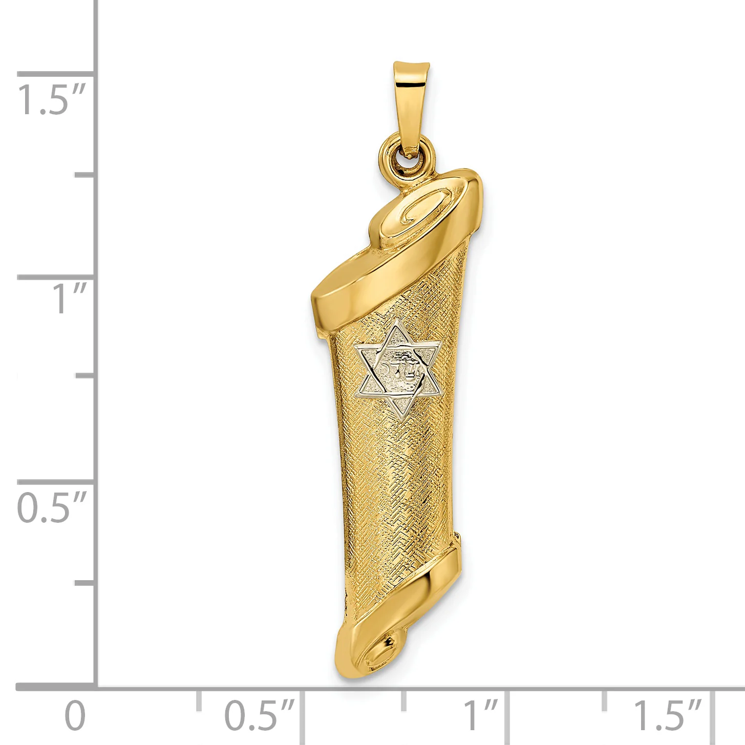Colgante de Mezuzá y Estrella Hueco en Oro de 14k Bicolor - Image 3